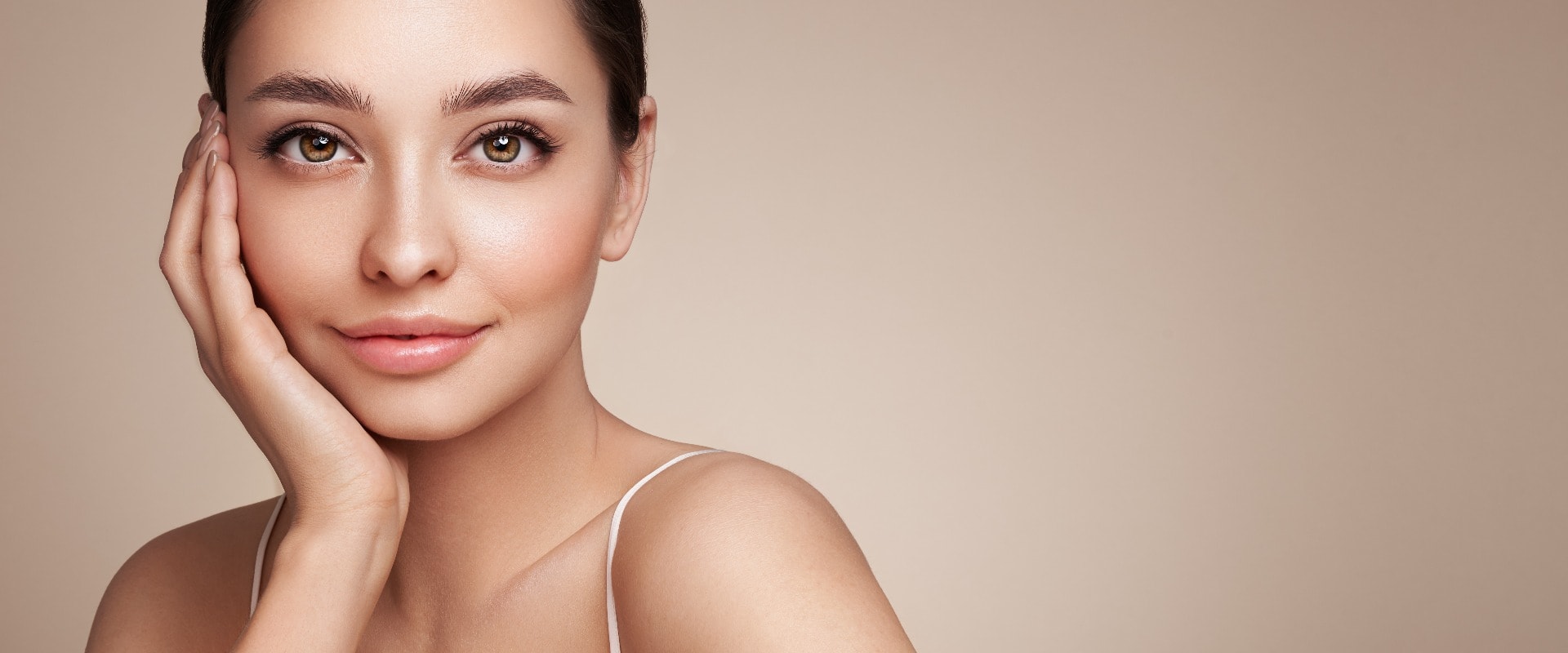Portrait beautiful young woman with clean fresh skin. Model with healthy skin, close up portrait. Cosmetology, beauty and spa